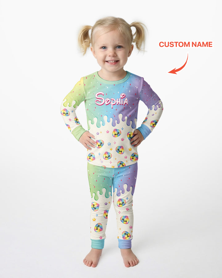 Personalized Dripping Kawaii Dumpling Bamboo Two Piece Long Sleeve Pajama Set