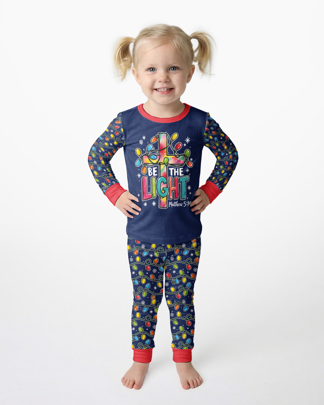 Christian Cross Be The Light Bamboo Two Piece Long Sleeve Pajama Set
