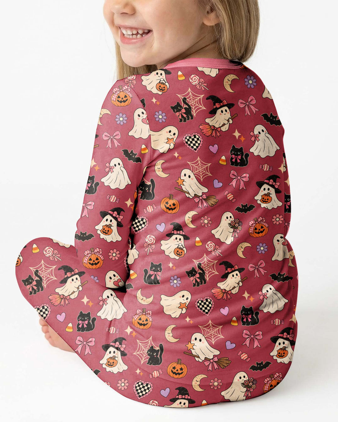 Retro Groovy Coquette Halloween Bamboo Two Piece Long Sleeve Pajama Set