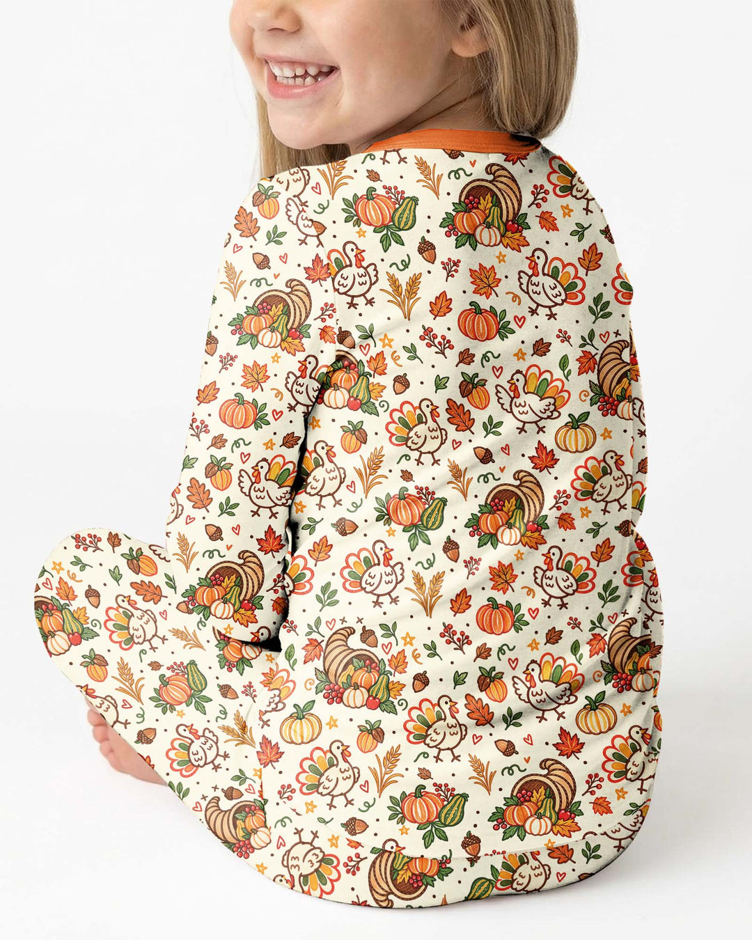 Thanksgiving Turkey Sketch Bamboo Two Piece Long Sleeve Pajama Set