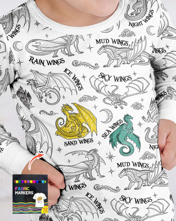 Elemental Dragons Colorable Bamboo Two Piece Long Sleeve Pajama Set