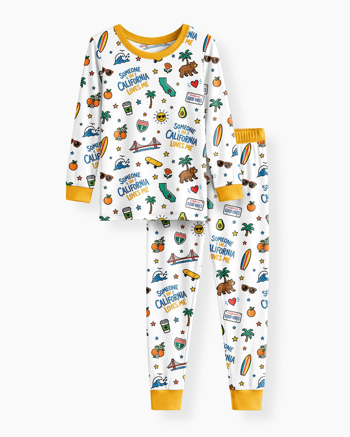 Someone in California Loves Me Bamboo Two Piece Long Sleeve Pajama Set (P)
