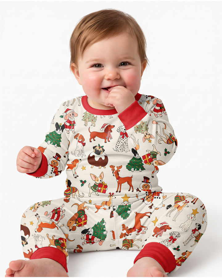 Santa Paws Parade Bamboo Two Piece Long Sleeve Pajama Set