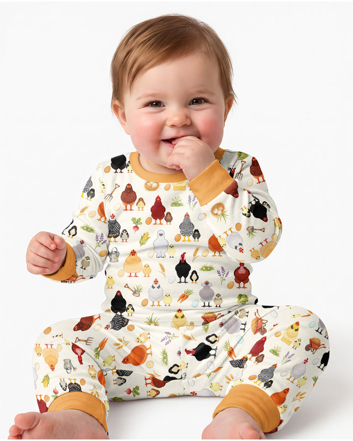 Chicks & Eggs Bamboo Two Piece Long Sleeve Pajama Set