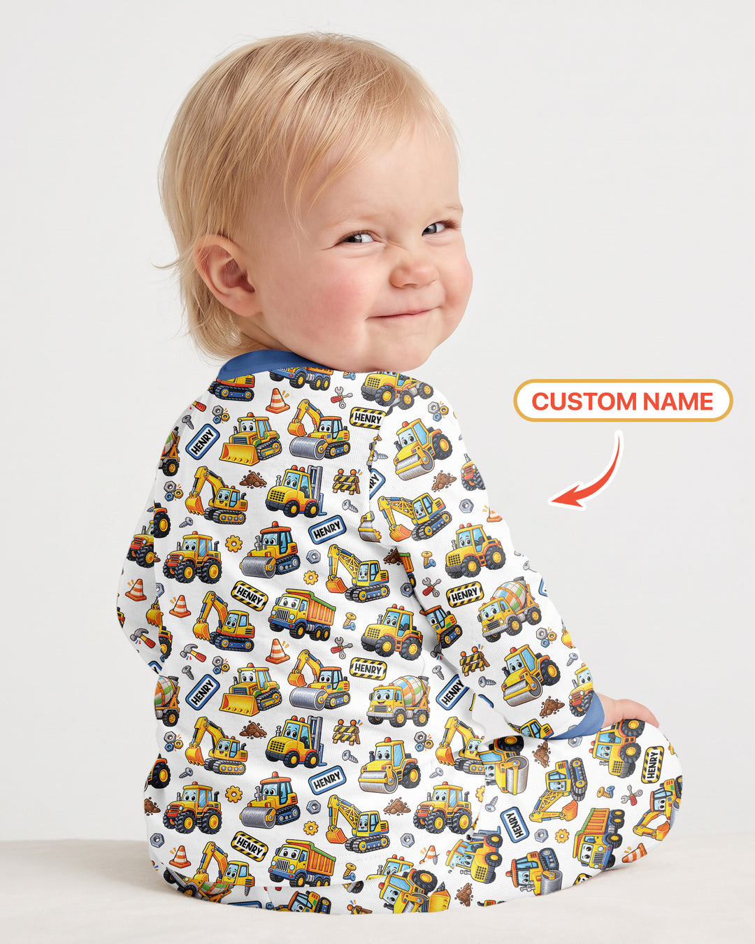 Construction Machines Bamboo Two Piece Long Sleeve Pajama Set