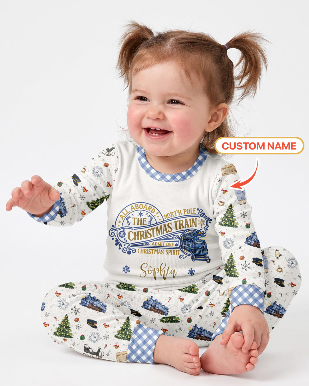 Custom Name North Pole Adventure Bamboo Two Piece Long Sleeve Pajama Set