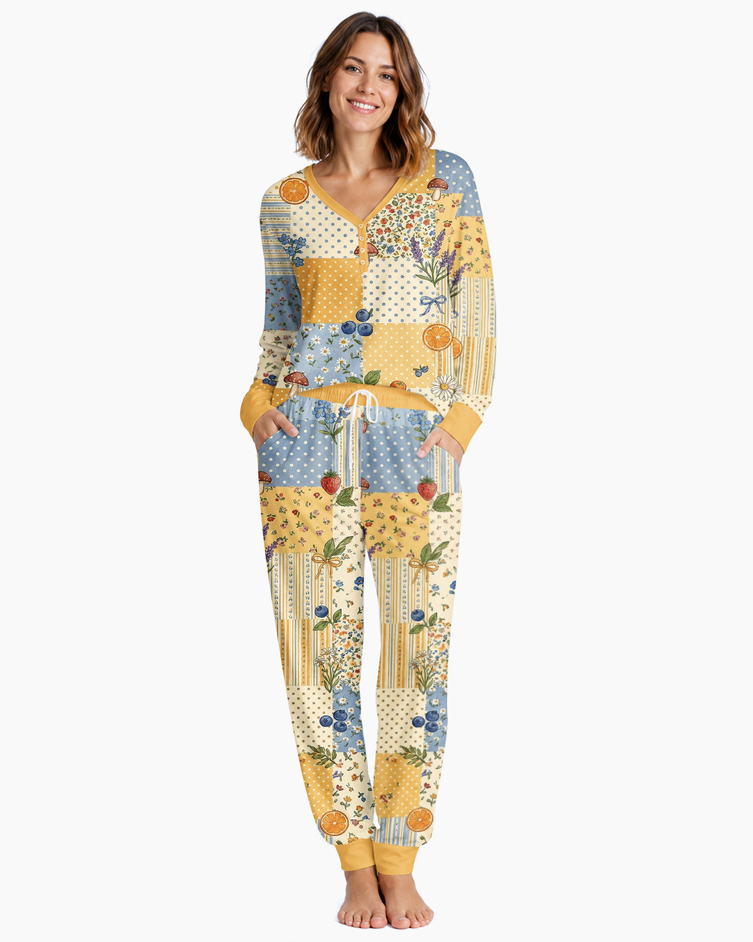 Lavender Orange Jam Bamboo Women Pajama Set