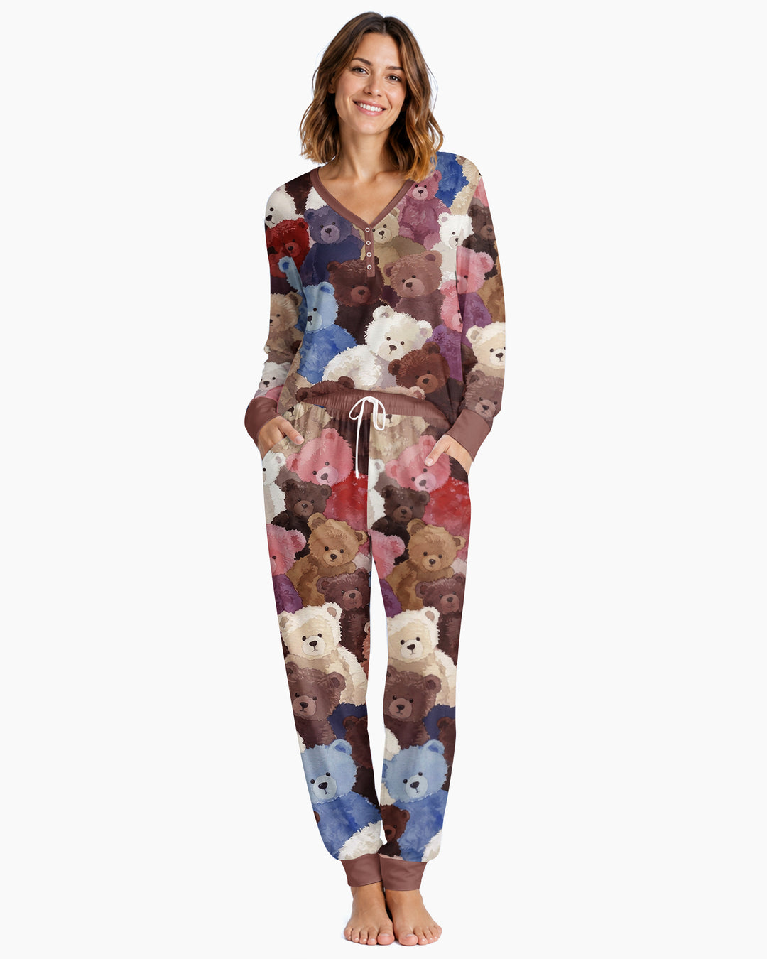 Teddy Bear Hug Jam Bamboo Women Pajama Set