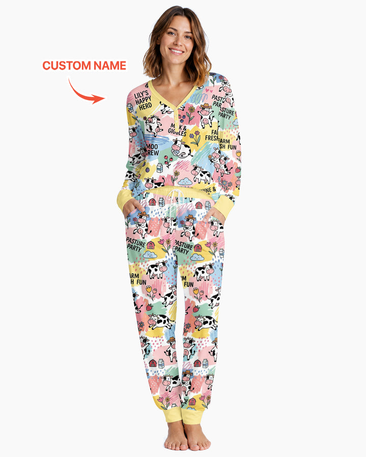 Custom Name Can’t Keep Us In The Barn Bamboo Women Pajama Set