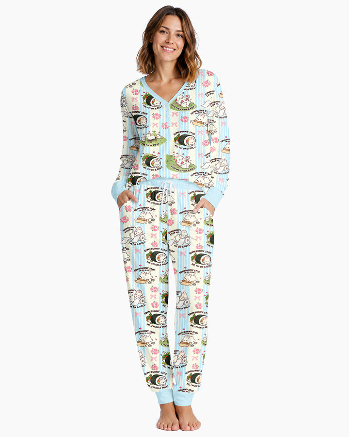 Bunny On A Roll Bamboo Women Pajama Set
