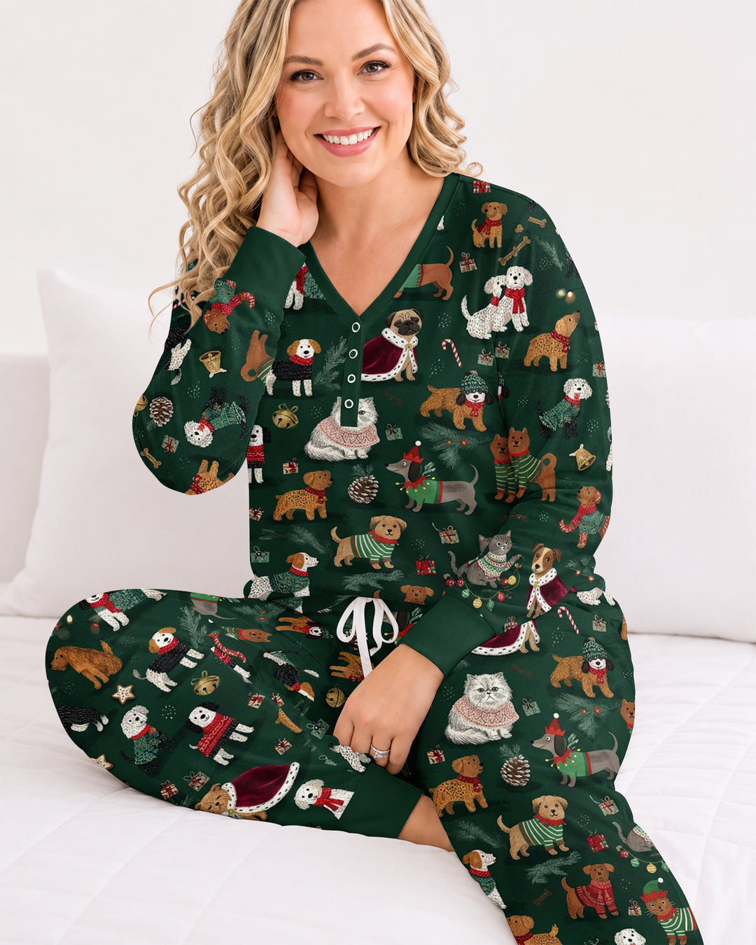 Winter Wonderland Bow Wow Bamboo Women Pajama Set
