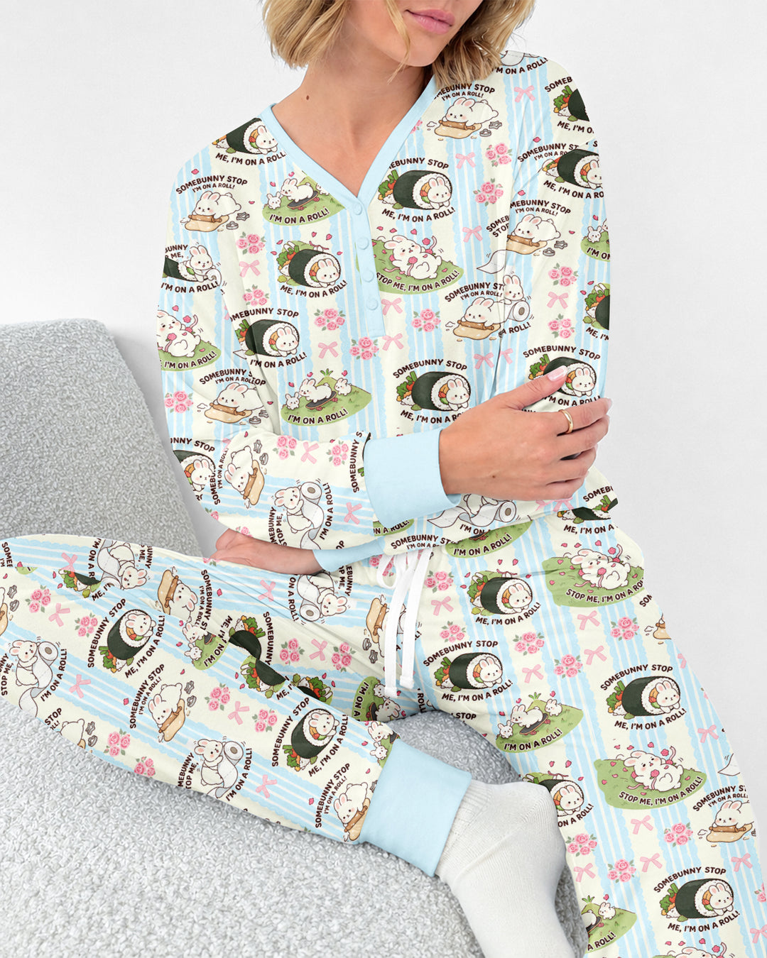 Bunny On A Roll Bamboo Women Pajama Set