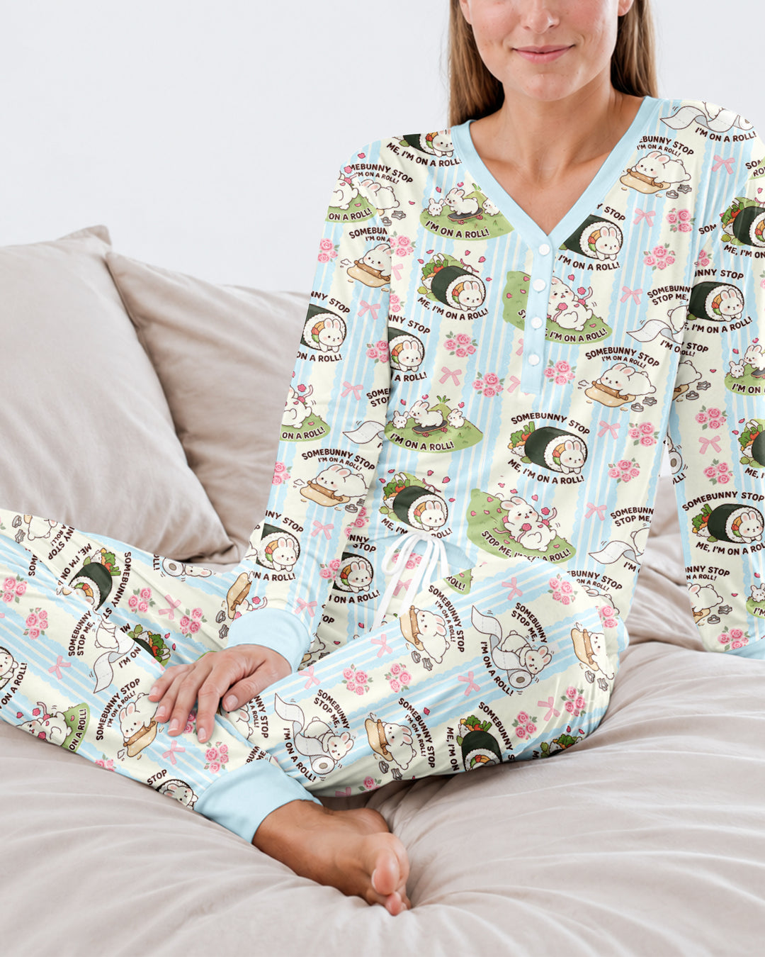 Bunny On A Roll Bamboo Women Pajama Set