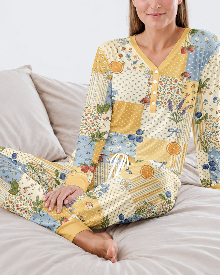 Lavender Orange Jam Bamboo Women Pajama Set