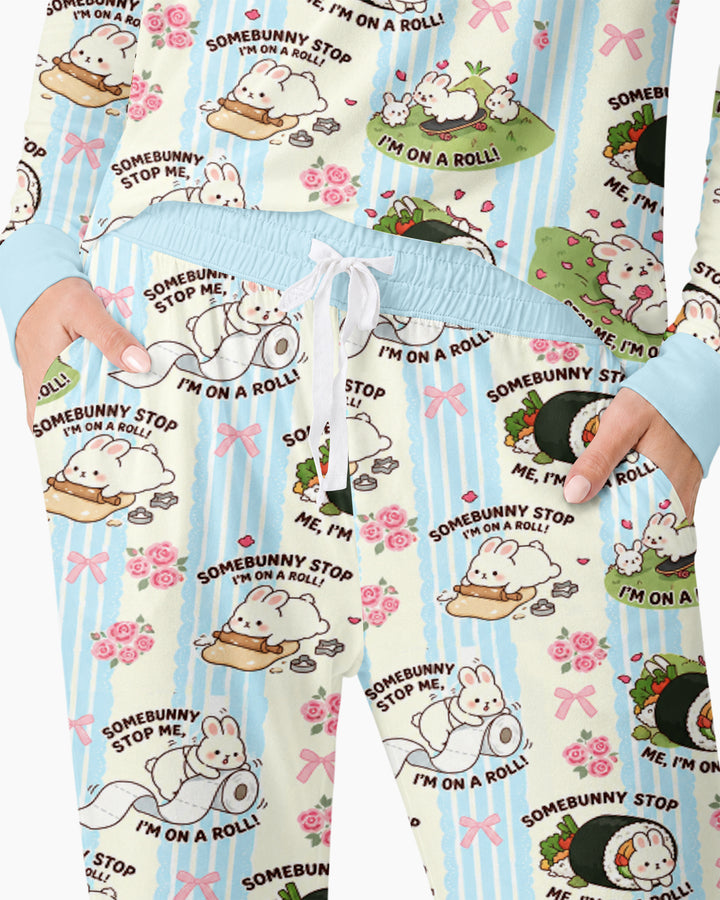 Bunny On A Roll Bamboo Women Pajama Set