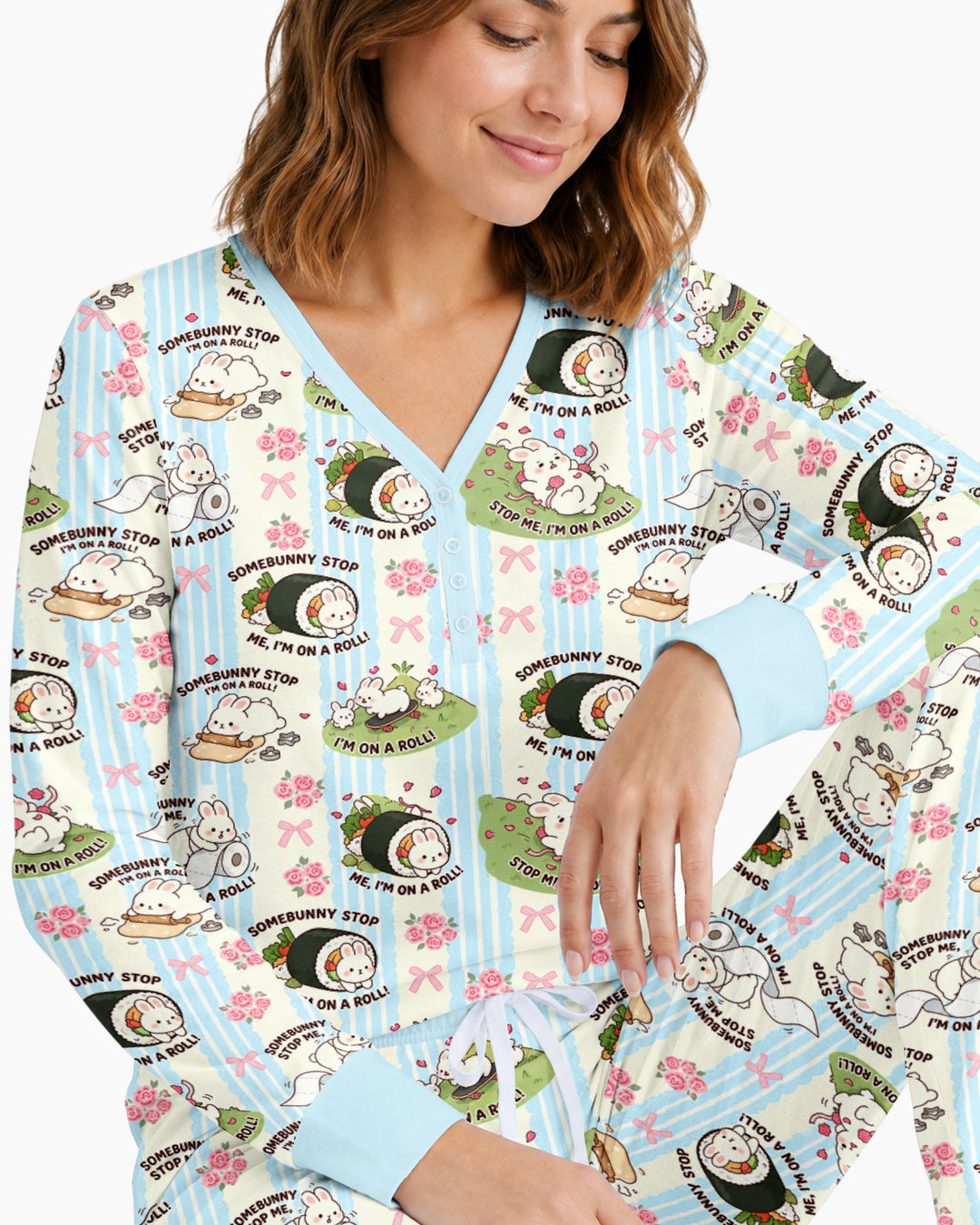 Bunny On A Roll Bamboo Women Pajama Set