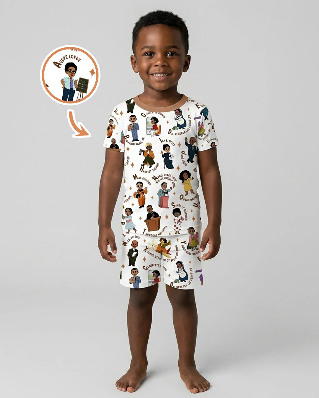 Black Legacy ABCs Family Matching Bamboo Two Piece Short Sleeve Shorts Pajama Set