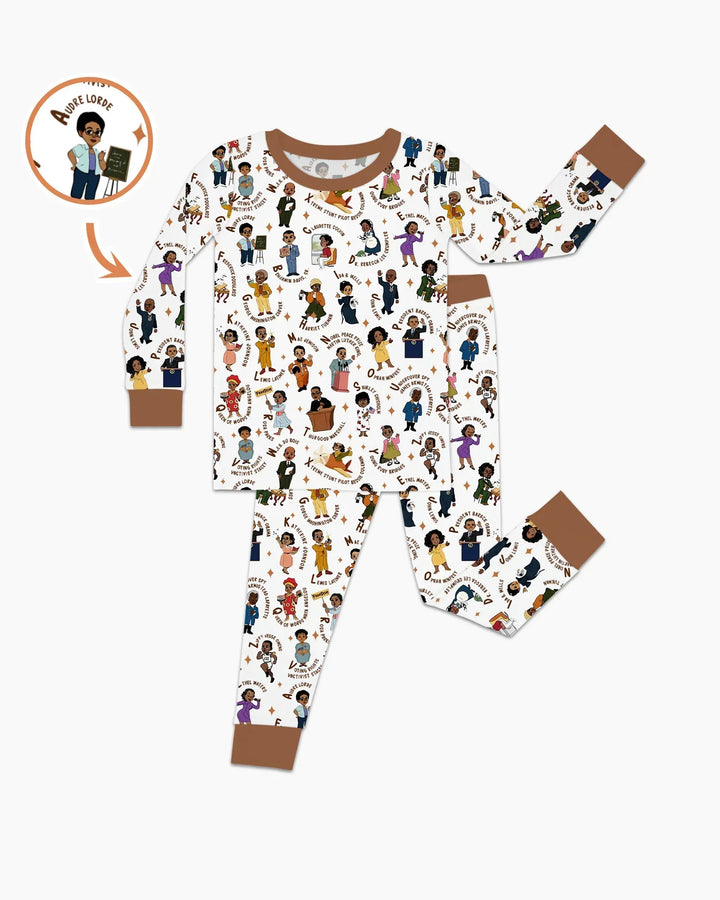 Black Legacy ABCs Family Matching Bamboo Two Piece Long Sleeve Pajama Set