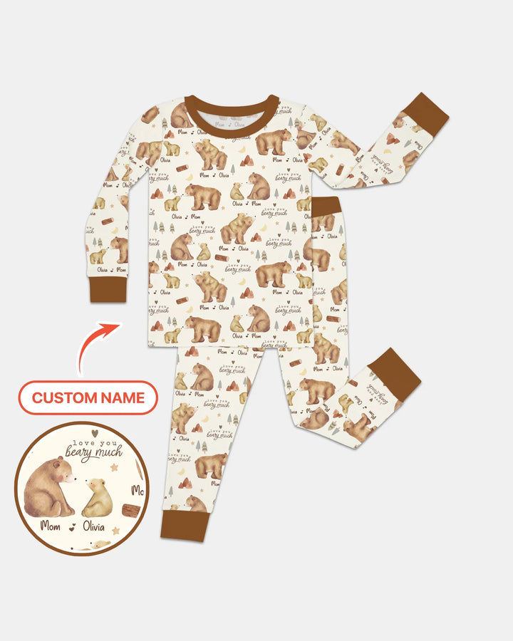 Love You Beary Much Mommy & Me Matching Bamboo Two Piece Long Sleeve Pajama Set