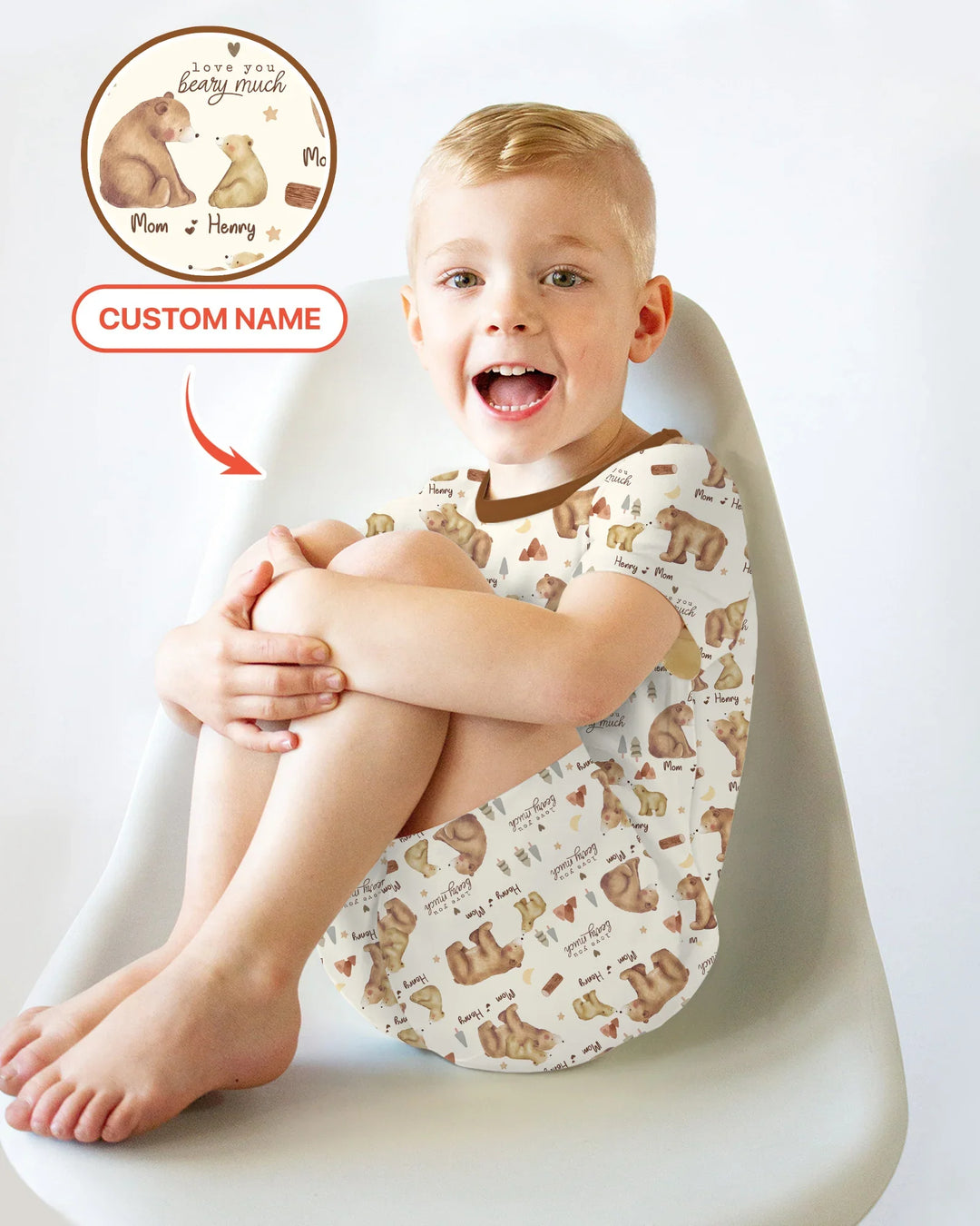 Love You Beary Much Mommy & Me Matching Bamboo Two Piece Short Sleeve Shorts Pajama Set