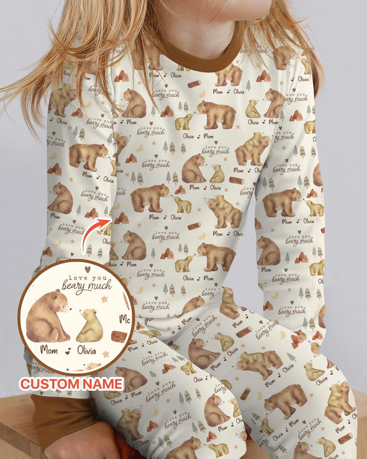 Love You Beary Much Mommy & Me Matching Bamboo Two Piece Long Sleeve Pajama Set