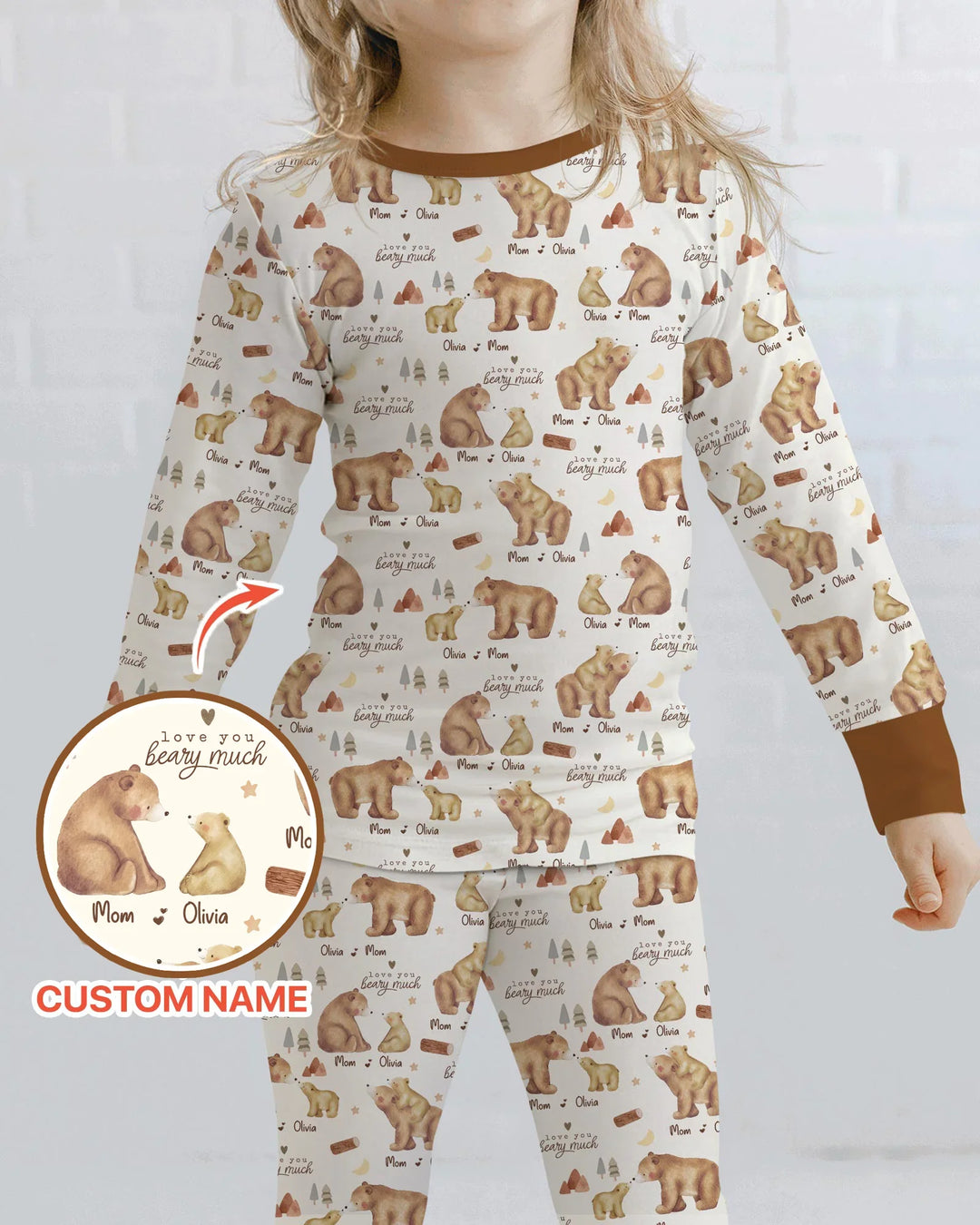 Love You Beary Much Mommy & Me Matching Bamboo Two Piece Long Sleeve Pajama Set