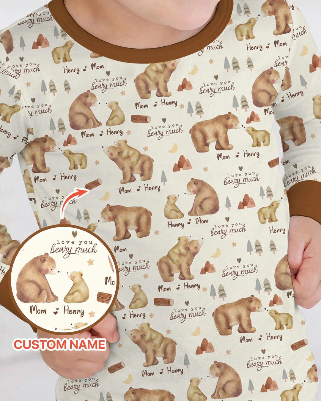 Love You Beary Much Mommy & Me Matching Bamboo Two Piece Long Sleeve Pajama Set