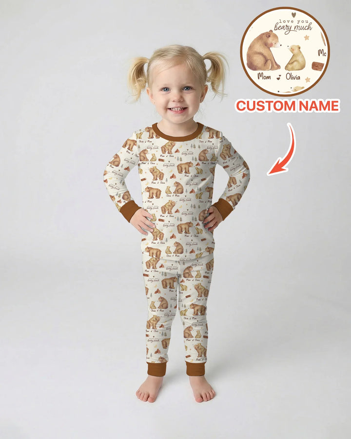 Love You Beary Much Mommy & Me Matching Bamboo Two Piece Long Sleeve Pajama Set