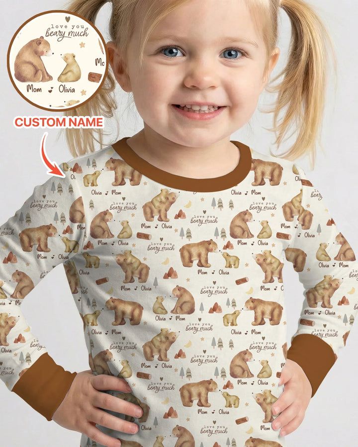 Love You Beary Much Mommy & Me Matching Bamboo Two Piece Long Sleeve Pajama Set