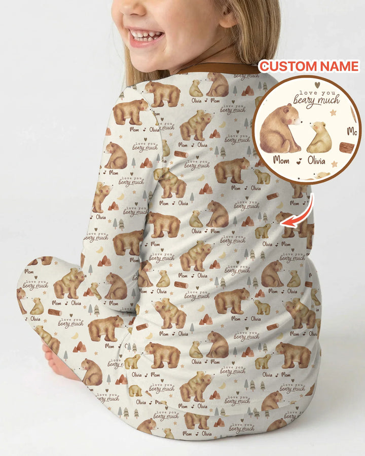 Love You Beary Much Mommy & Me Matching Bamboo Two Piece Long Sleeve Pajama Set