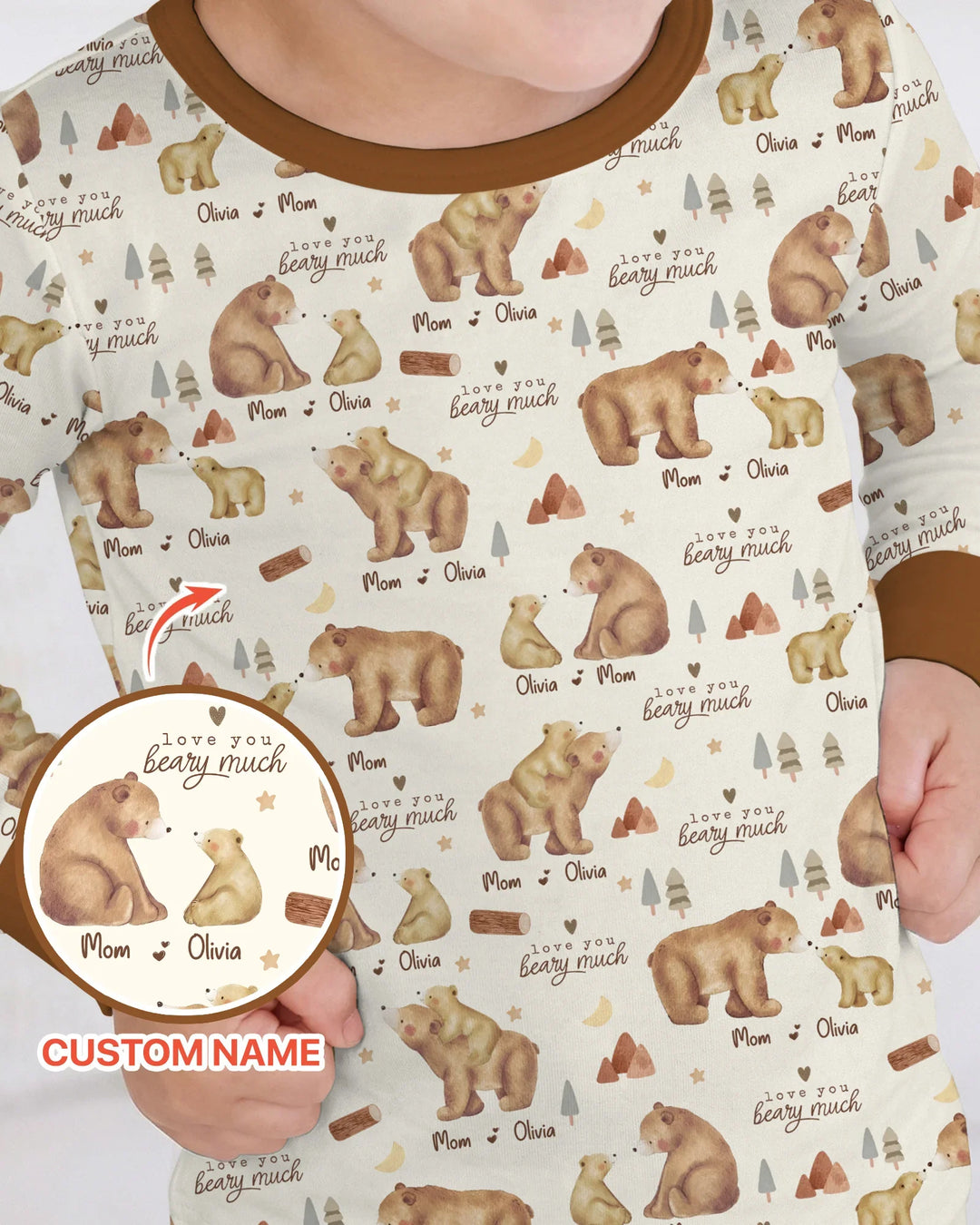 Love You Beary Much Mommy & Me Matching Bamboo Two Piece Long Sleeve Pajama Set