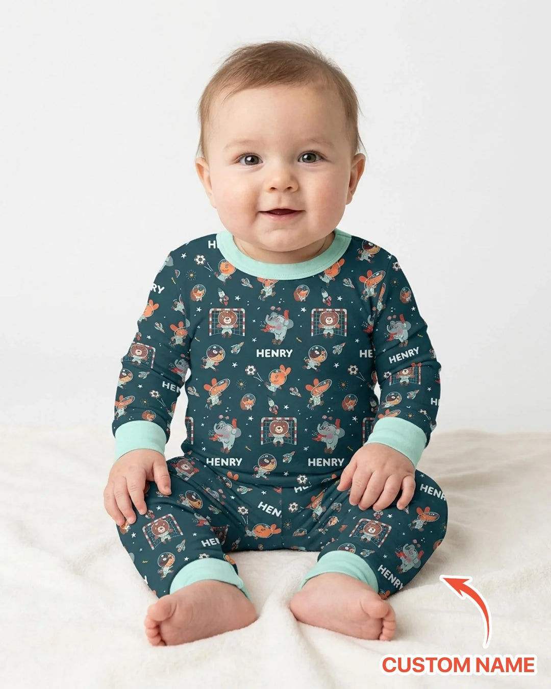 Conjunto de pijama de dos piezas de bambú con mangas largas, plantilla PERSONALIZADA