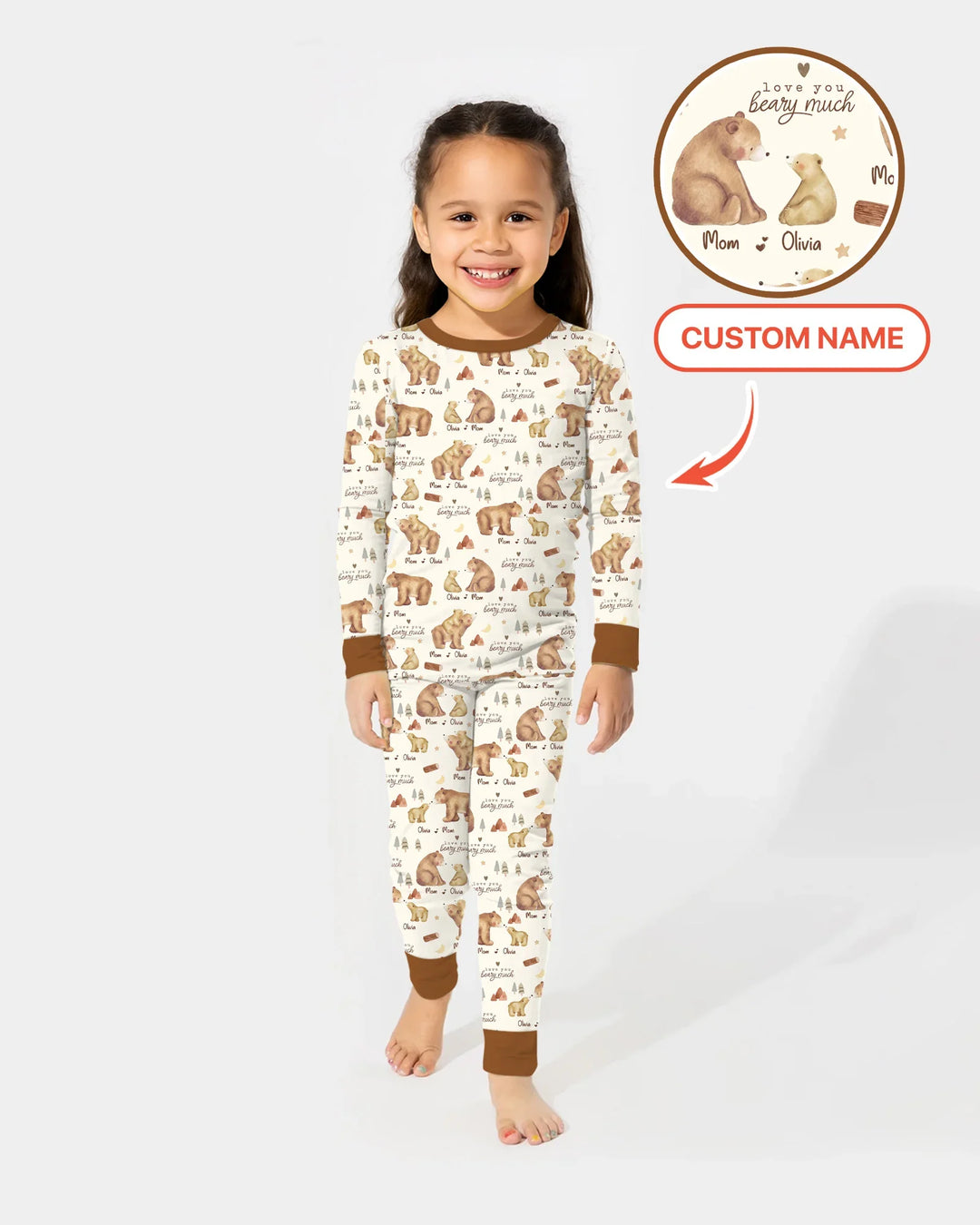 Love You Beary Much Mommy & Me Matching Bamboo Two Piece Long Sleeve Pajama Set