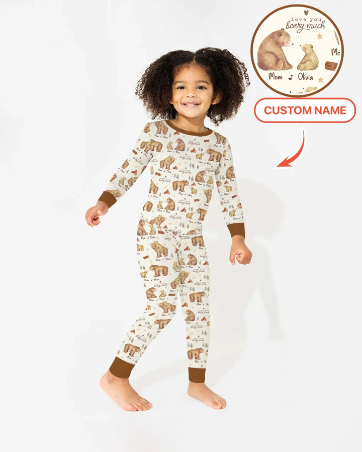 Love You Beary Much Mommy & Me Matching Bamboo Two Piece Long Sleeve Pajama Set