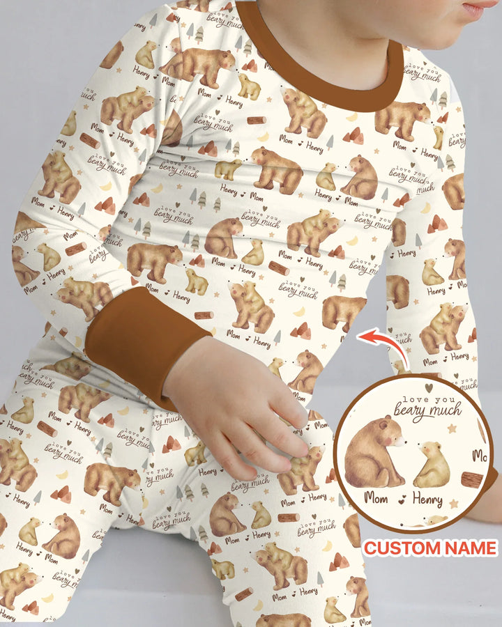 Love You Beary Much Mommy & Me Matching Bamboo Two Piece Long Sleeve Pajama Set