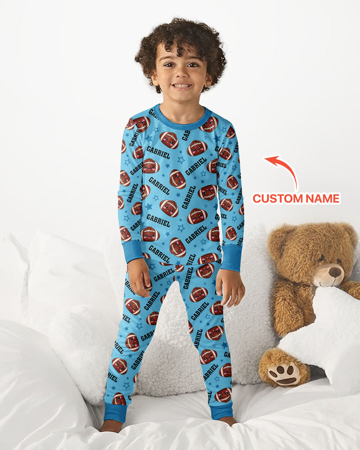 Personalized Sports Dumpling Custom Name Bamboo Two Piece Long Sleeve Pajama Set