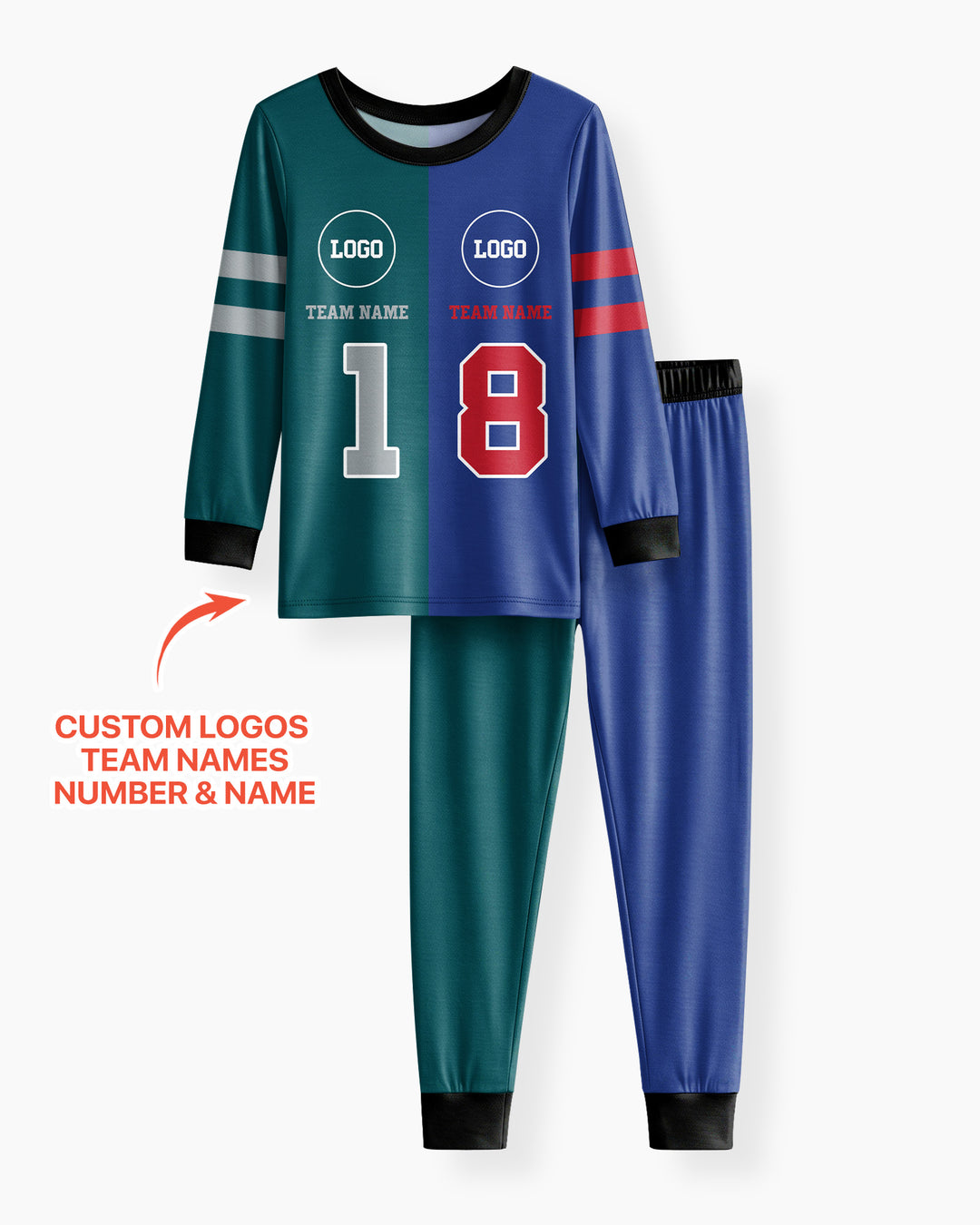 Football Rivalry Family Personalized Bamboo Two Piece Long Sleeve Pajama Set