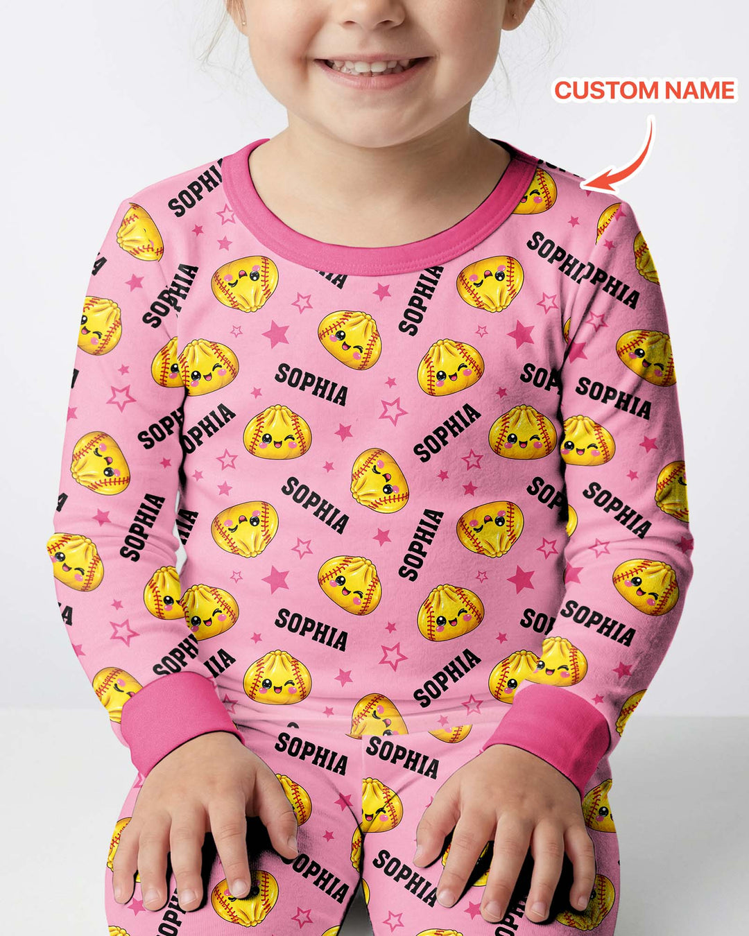 Personalized Sports Dumpling Custom Name Bamboo Two Piece Long Sleeve Pajama Set