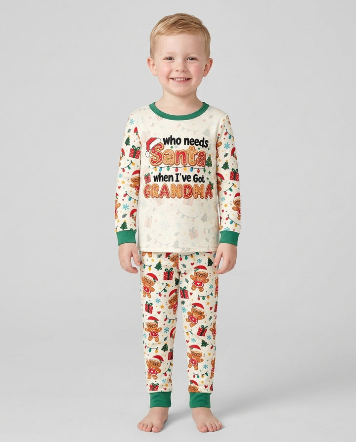 Who Needs Santa When I've Got Grandma Bamboo Two Piece Long Sleeve Pajama Set