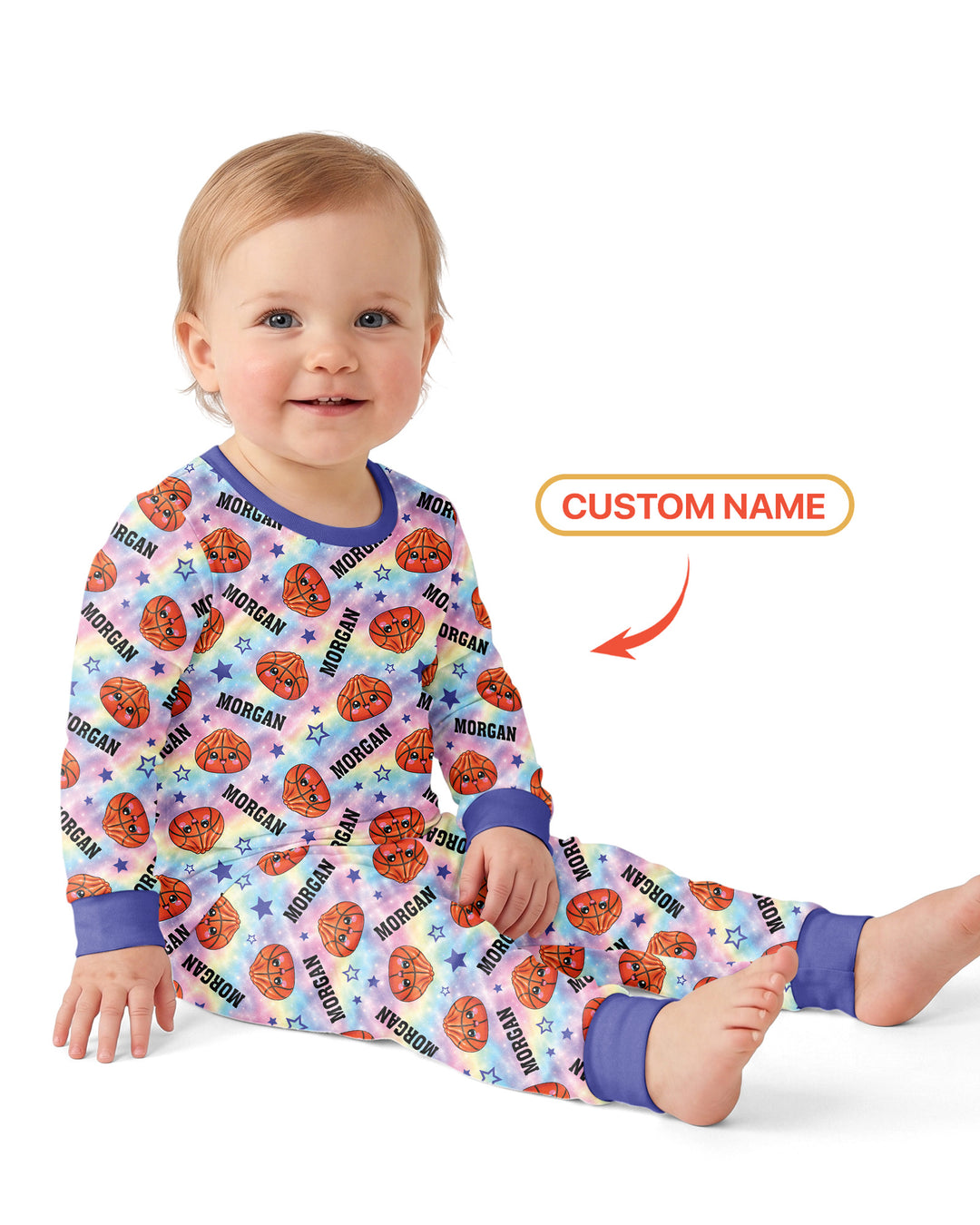 Personalized Sports Dumpling Custom Name Bamboo Two Piece Long Sleeve Pajama Set