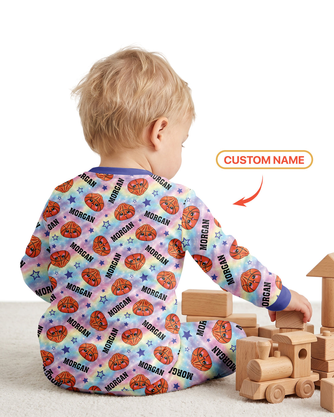 Personalized Sports Dumpling Custom Name Bamboo Two Piece Long Sleeve Pajama Set