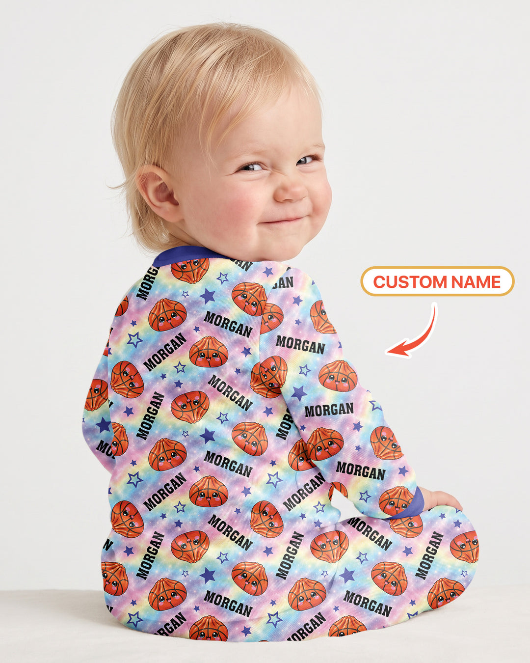 Personalized Sports Dumpling Custom Name Bamboo Two Piece Long Sleeve Pajama Set