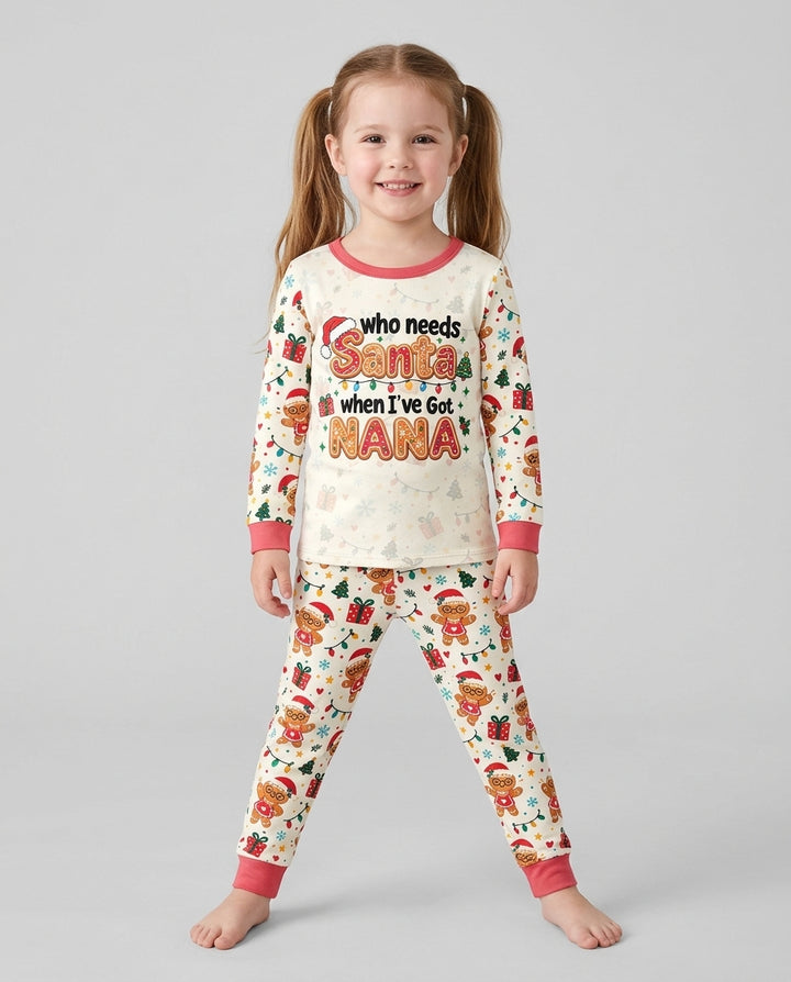 Who Needs Santa When I've Got Grandma Bamboo Two Piece Long Sleeve Pajama Set