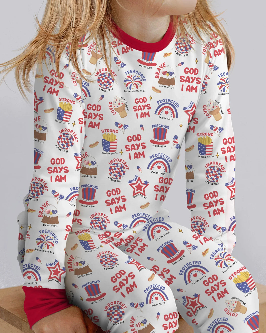 God Says I Am - America 250th Anniversary Bamboo Two Piece Long Sleeve Pajama Set