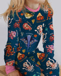 Deep Blue Wonders Bamboo Two Piece Long Sleeve Pajama Set
