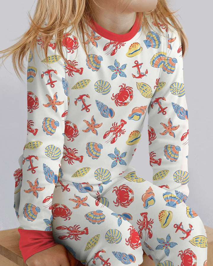 Zweiteiliges Langarm-Pyjama-Set mit Sommerfrüchten