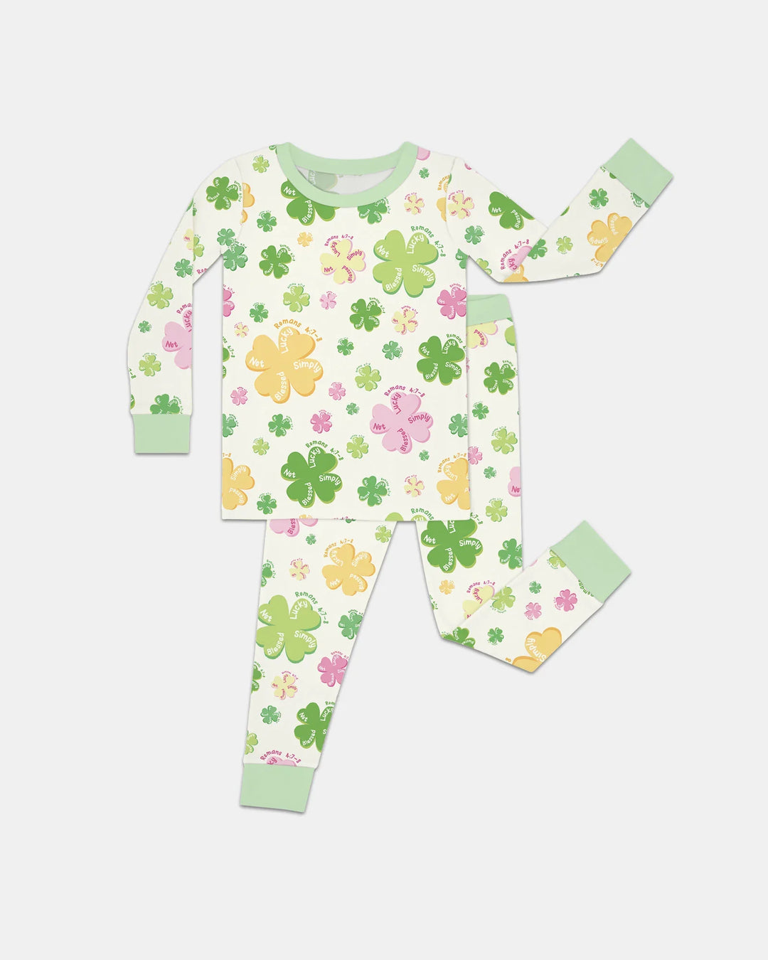 Shamrocks Print St. Patrick's Day Two Piece Long Sleeve Pajama Set