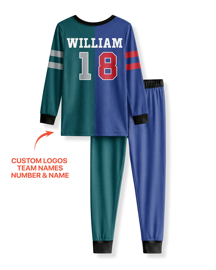 Football Rivalry Family Personalized Bamboo Two Piece Long Sleeve Pajama Set