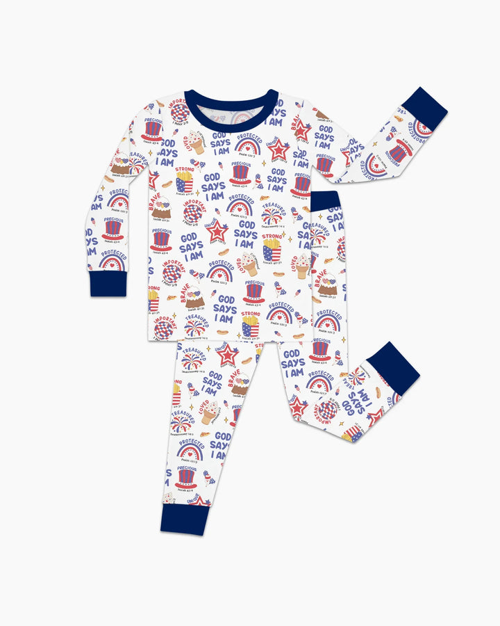 God Says I Am - America 250th Anniversary Bamboo Two Piece Long Sleeve Pajama Set