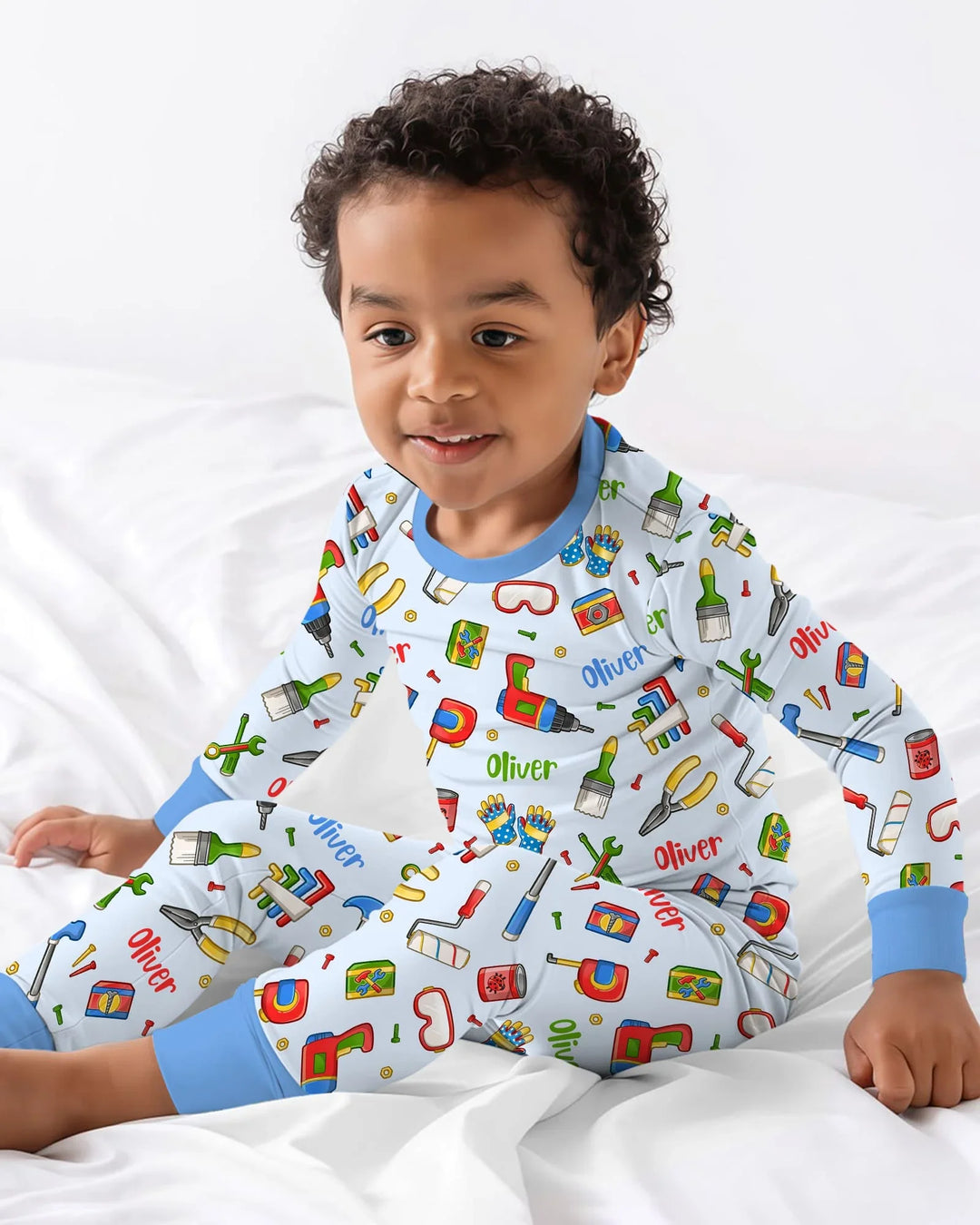 Custom Name Dad & Me Fixer Crew Bamboo Two Piece Long Sleeve Pajama Set